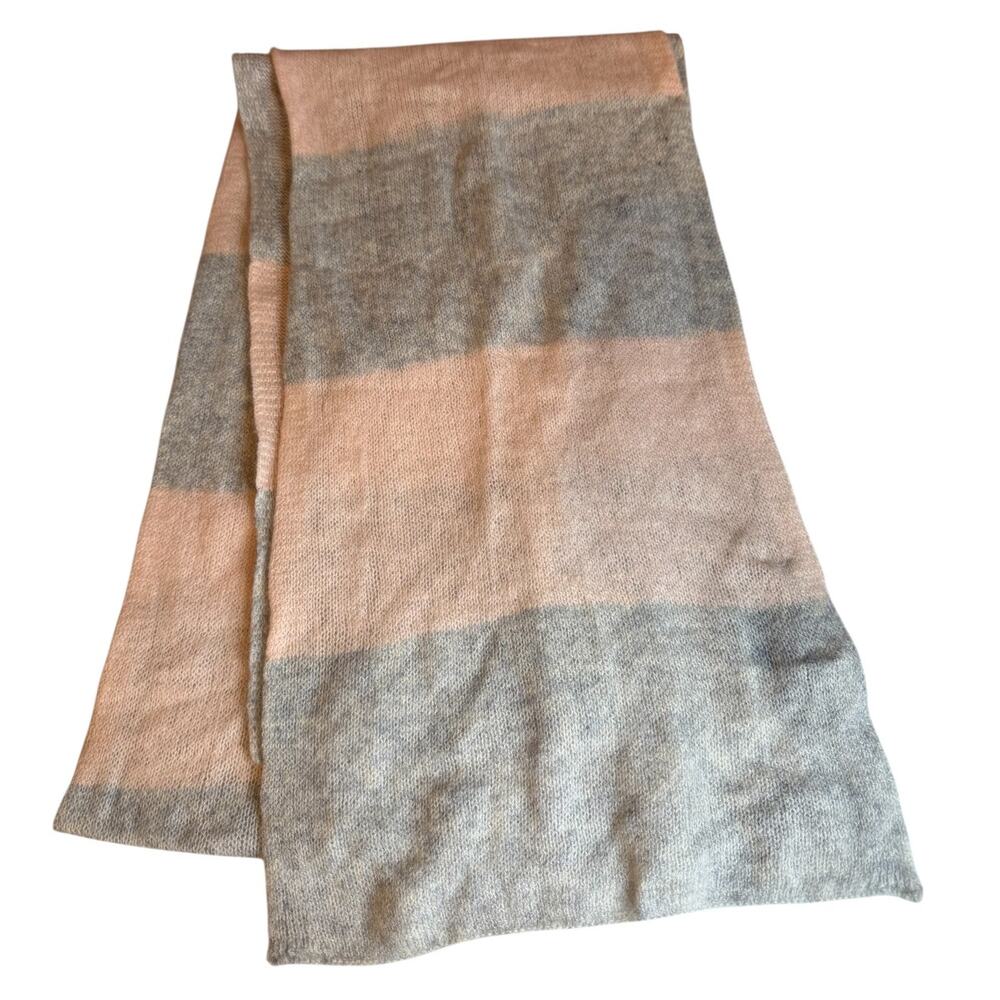 Hannah Rose Striped Cashmere Scarf Pink Gray
